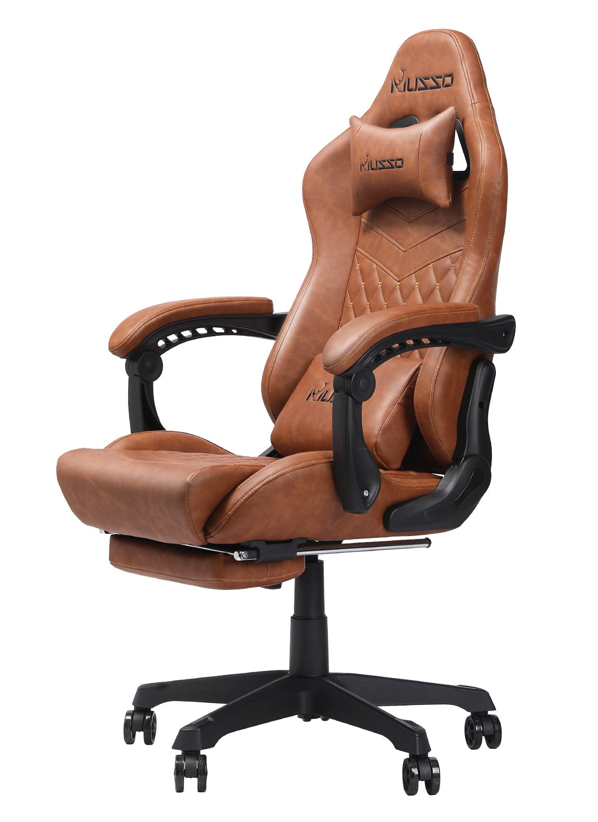 MUSSO Retro Series PU Leather Computer Gaming Chair with Footrest Shar ...
