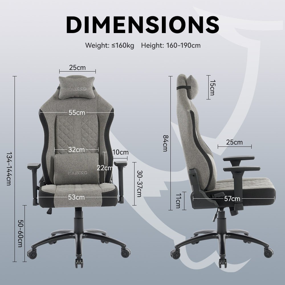 MUSSO Aeolus Series Fabric Computer Gaming Chair 199P XL SIZE 3D Armrest and Fabric