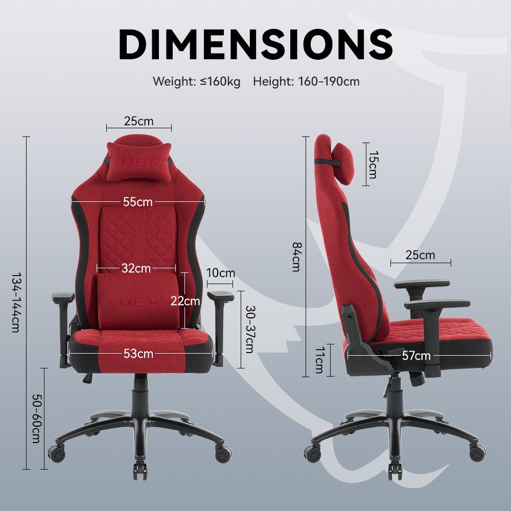 MUSSO Aeolus Series Fabric Computer Gaming Chair 199P XL SIZE 3D Armrest and Fabric