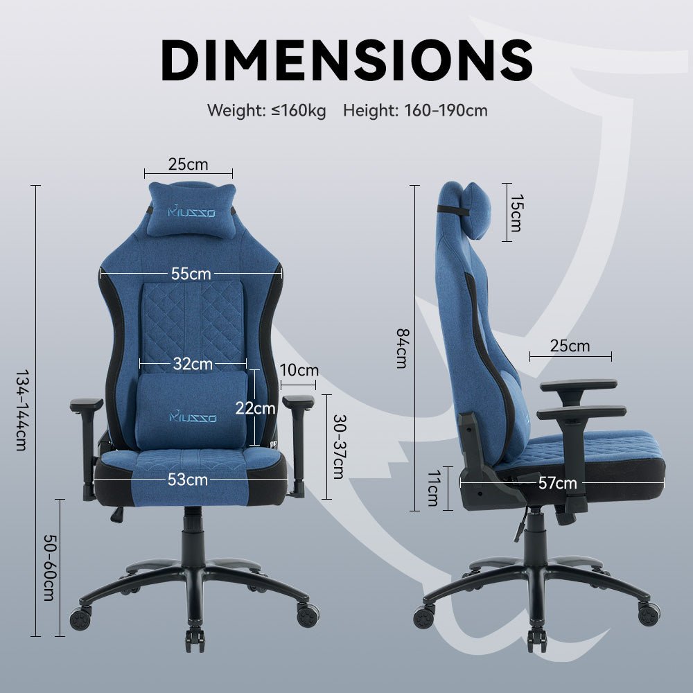 MUSSO Aeolus Series Fabric Computer Gaming Chair 199P XL SIZE 3D Armrest and Fabric