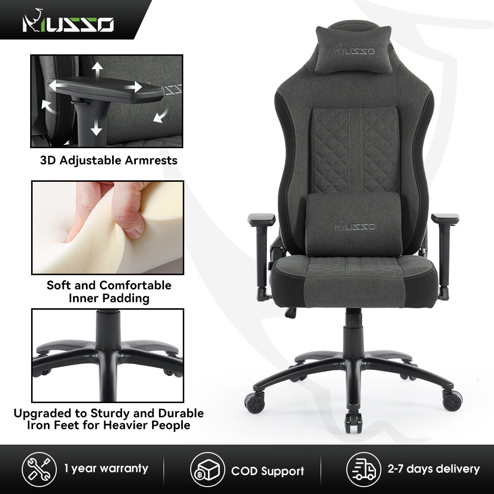 MUSSO Aeolus Series Fabric Computer Gaming Chair 199P XL SIZE 3D Armrest and Fabric