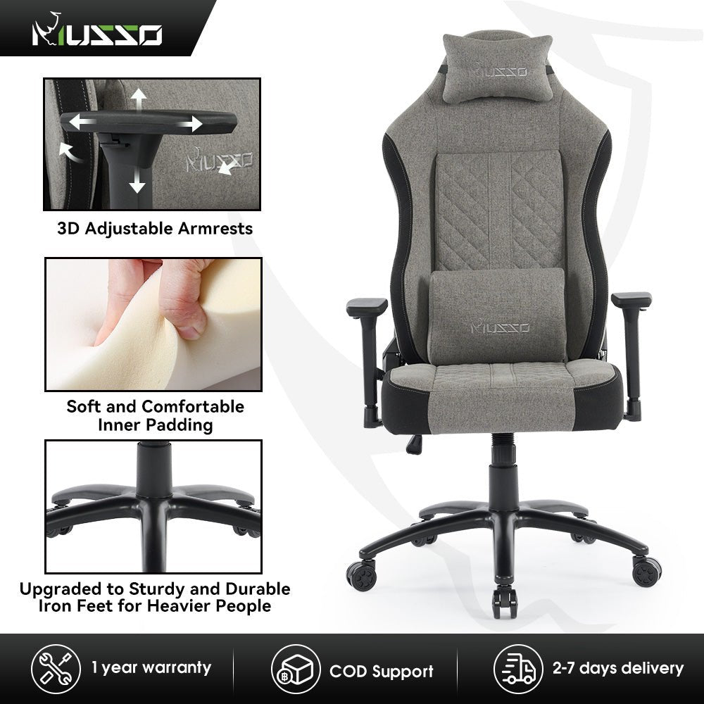MUSSO Aeolus Series Fabric Computer Gaming Chair 199P XL SIZE 3D Armrest and Fabric