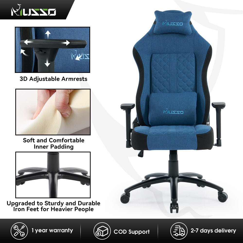 MUSSO Aeolus Series Fabric Computer Gaming Chair 199P XL SIZE 3D Armrest and Fabric