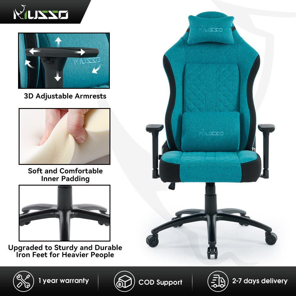 MUSSO Aeolus Series Linen Fabric Computer Gaming Chair 199P XL SIZE 3D ...